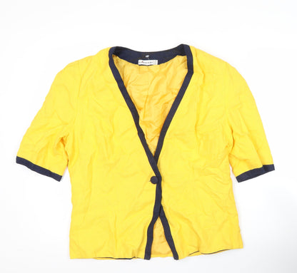 Hardob Womens Yellow Suit Jacket UK 16 Short Sleeve Viscose Lined