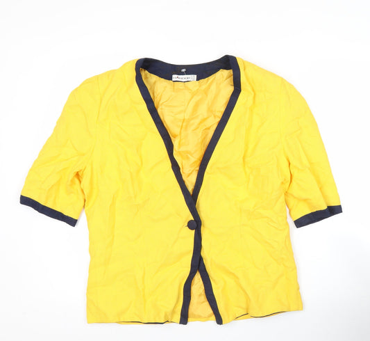 Hardob Womens Yellow Suit Jacket UK 16 Short Sleeve Viscose Lined