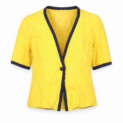 Hardob Womens Yellow Suit Jacket UK 16 Short Sleeve Viscose Lined