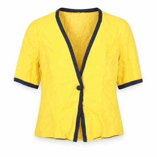 Hardob Womens Yellow Suit Jacket UK 16 Short Sleeve Viscose Lined
