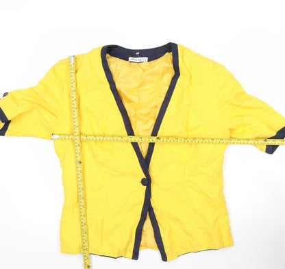 Hardob Womens Yellow Suit Jacket UK 16 Short Sleeve Viscose Lined