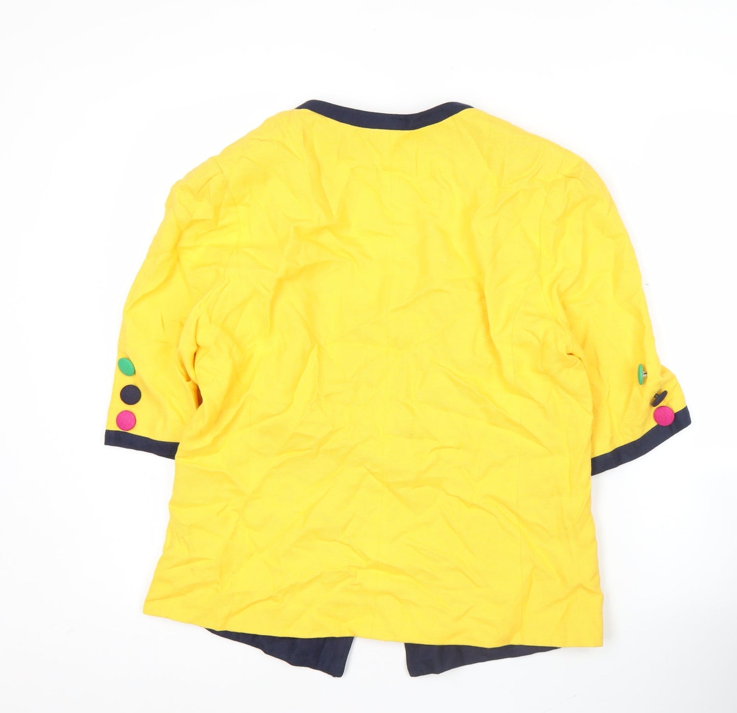Hardob Womens Yellow Suit Jacket UK 16 Short Sleeve Viscose Lined