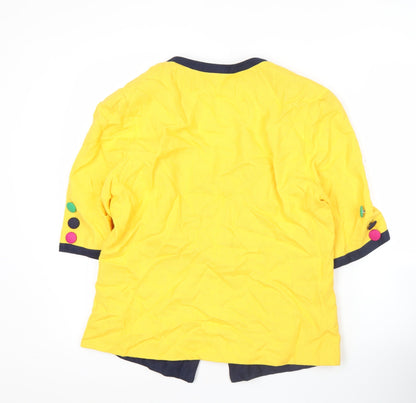 Hardob Womens Yellow Suit Jacket UK 16 Short Sleeve Viscose Lined