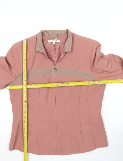 Jacqueline RIU Women’s Pink 3/4 Sleeve Zip Jacket Size 14 Viscose Linen Blend