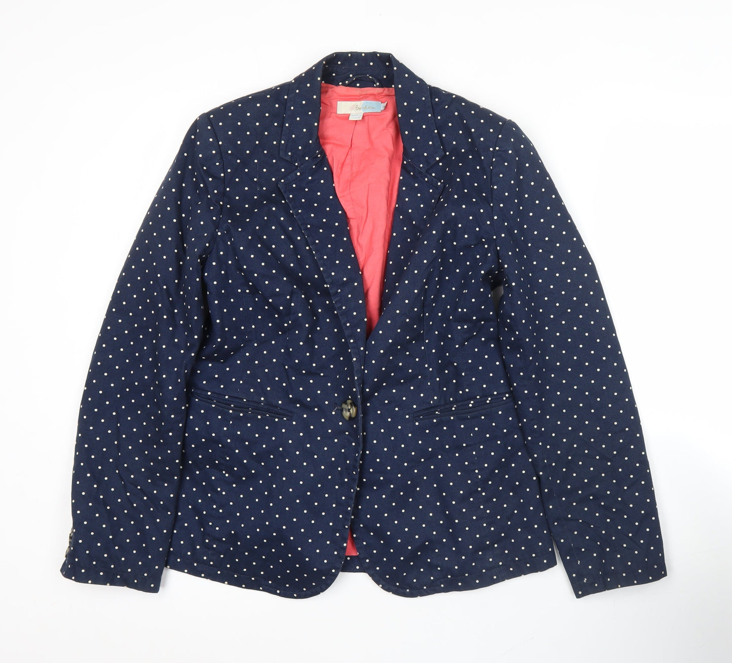 Boden Womens Blue Polka Dot Blazer Jacket Size 12 Workwear