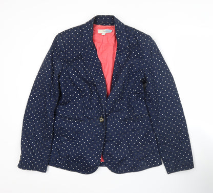 Boden Womens Blue Polka Dot Blazer Jacket Size 12 Workwear