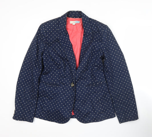 Boden Womens Blue Polka Dot Blazer Jacket Size 12 Workwear