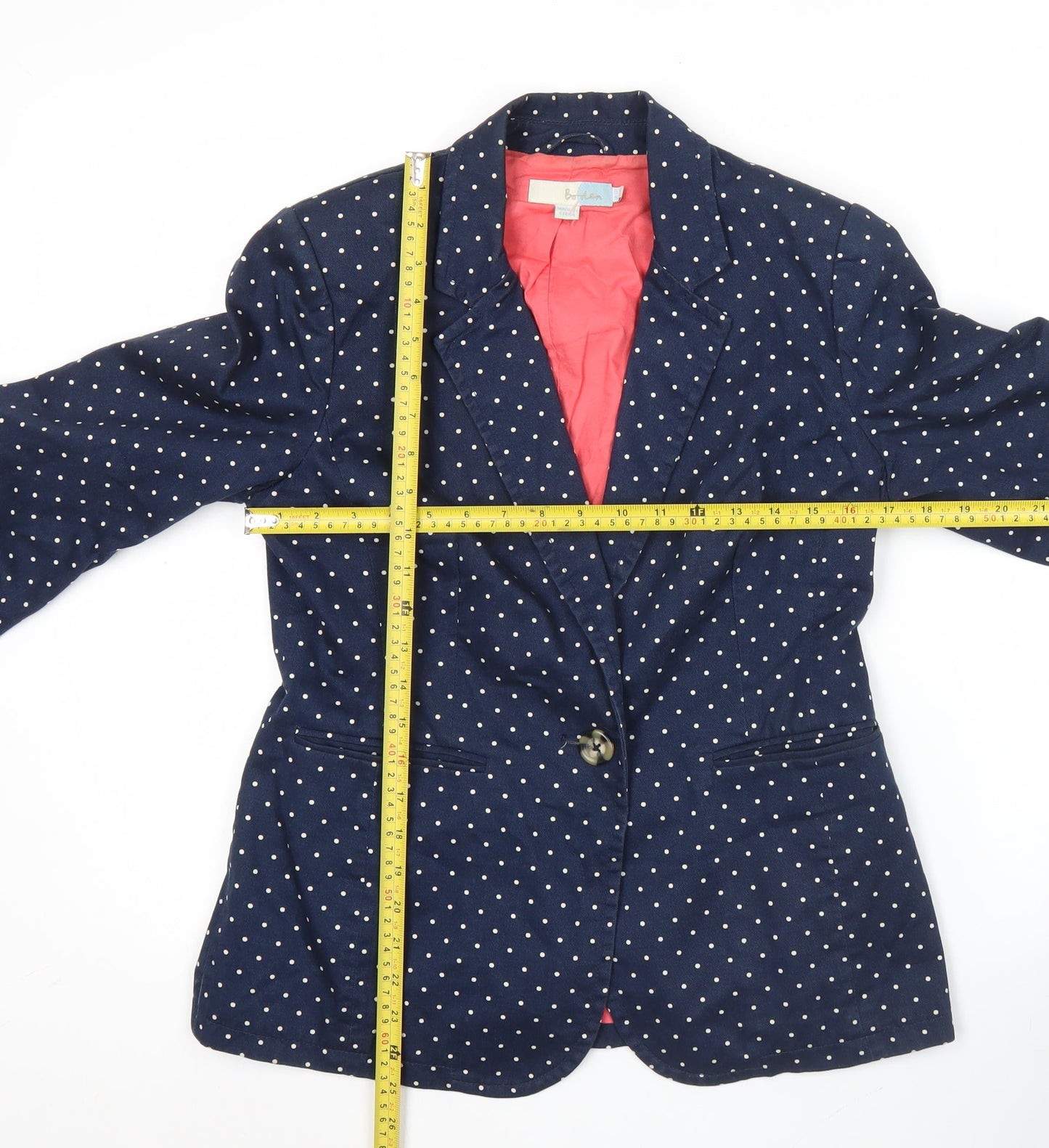 Boden Womens Blue Polka Dot Blazer Jacket Size 12 Workwear
