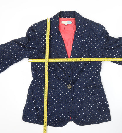 Boden Womens Blue Polka Dot Blazer Jacket Size 12 Workwear