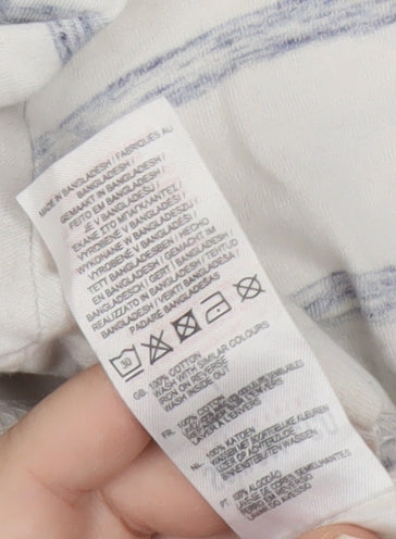 SoulCal & Co Men’s White Striped Henley Short Sleeve T-Shirt Size L