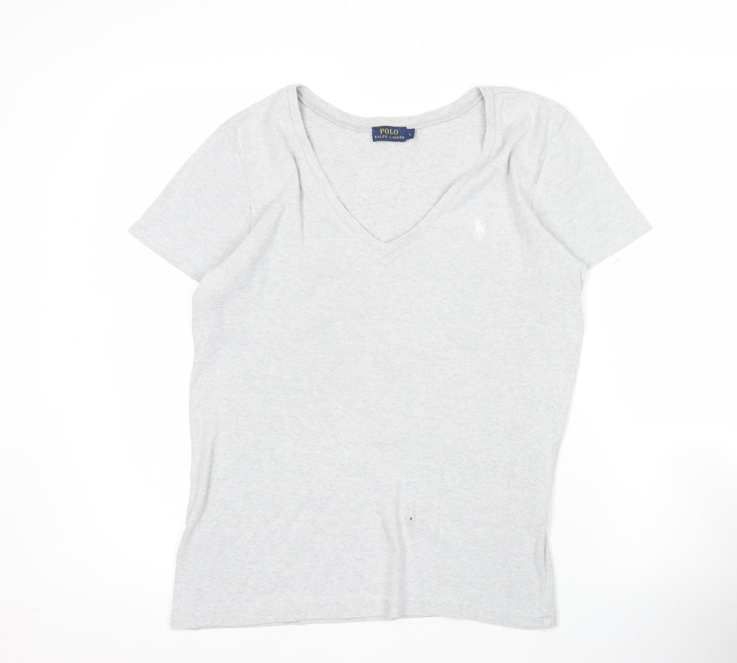 Womens UK Size L Ralph Lauren Grey Basic T-Shirt
