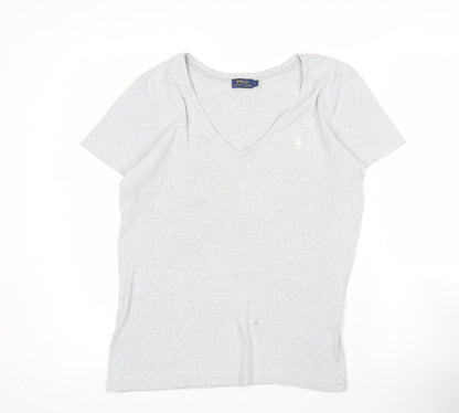 Womens UK Size L Ralph Lauren Grey Basic T-Shirt