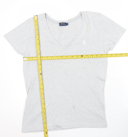 Womens UK Size L Ralph Lauren Grey Basic T-Shirt