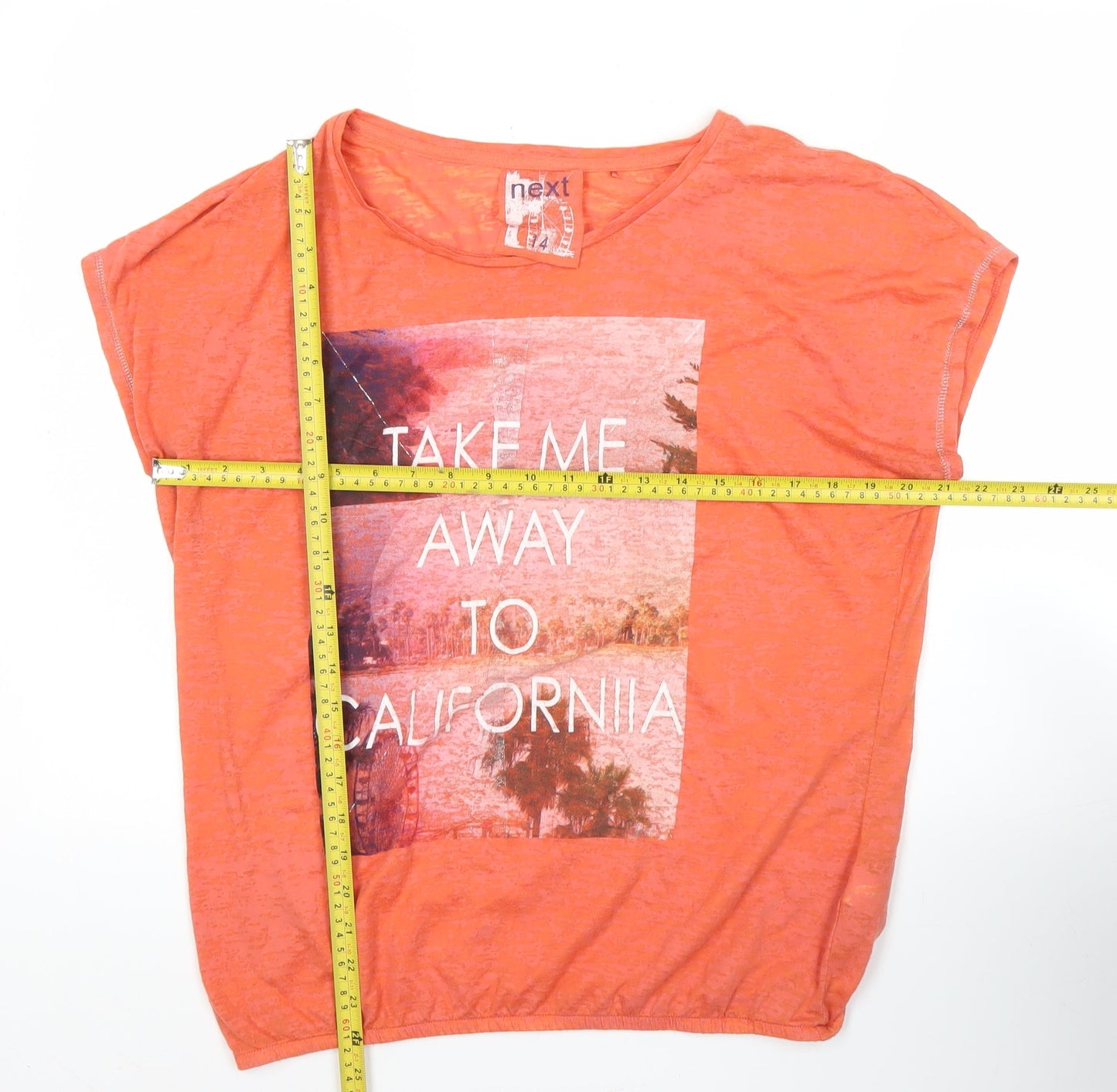 Womens UK Size 14 NEXT Orange Basic T-Shirt