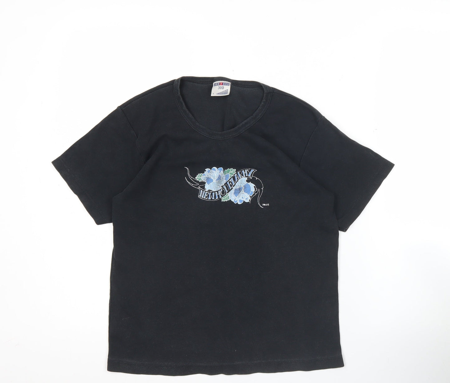 Womens UK Size L Russell Black Basic T-Shirt