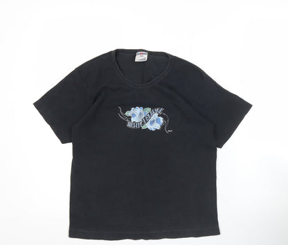 Womens UK Size L Russell Black Basic T-Shirt