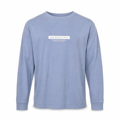 American Eagle Men’s Blue M Long Sleeve Crew Neck Cotton Graphic Top