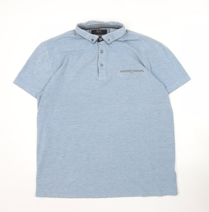 ACW85 Men's Blue Polo Shirt L Short Sleeve Collared Cotton Blend