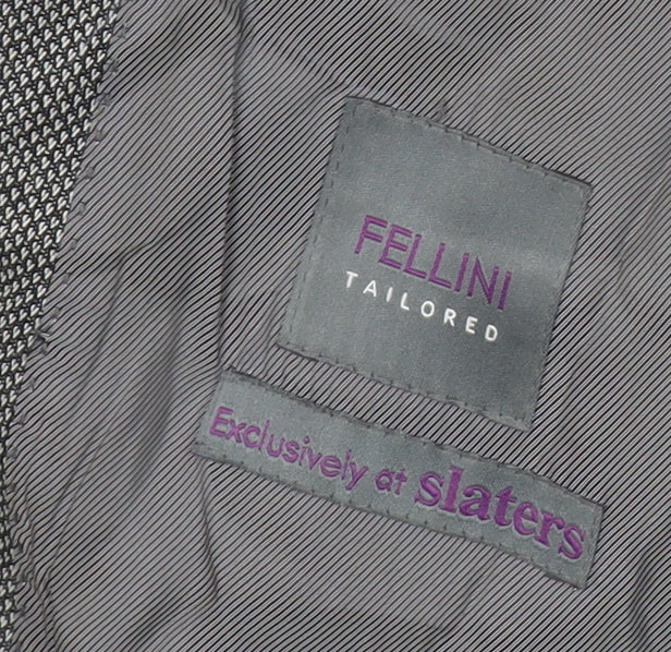 Fellini Men’s Grey Wool Blend Blazer Jacket 48 Regular Classic Herringbone