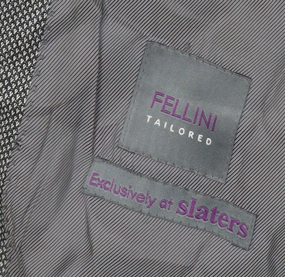 Fellini Men’s Grey Wool Blend Blazer Jacket 48 Regular Classic Herringbone