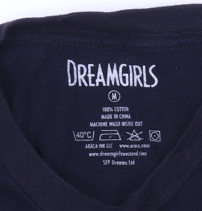 Dreamgirls Men's Black Medium Graphic Cotton T-Shirt