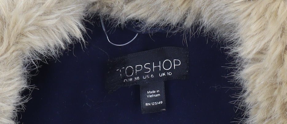Womens UK Size 10 Topshop Blue Overcoat