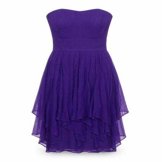 Coast Women's Purple Silk Strapless Hi-Low Cocktail Dress Size 10