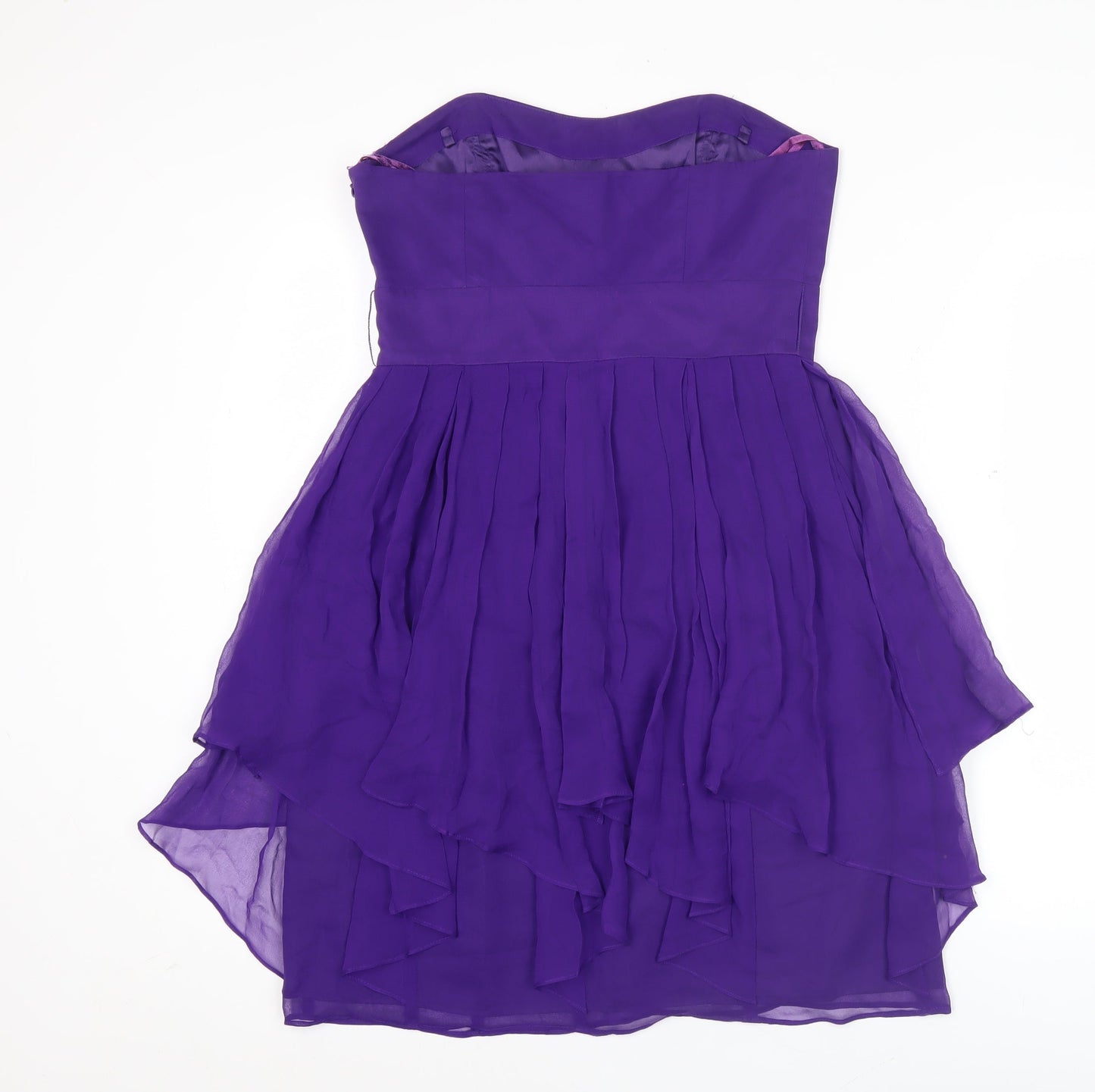 Coast Women's Purple Silk Strapless Hi-Low Cocktail Dress Size 10