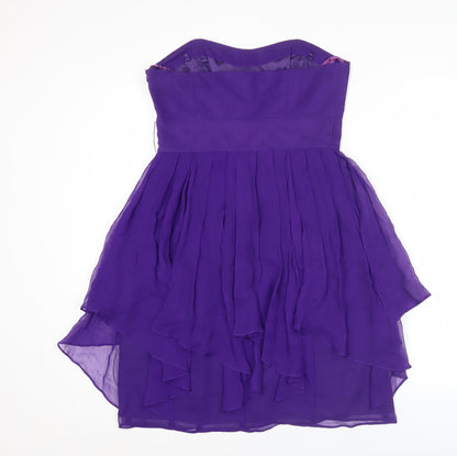 Coast Women's Purple Silk Strapless Hi-Low Cocktail Dress Size 10