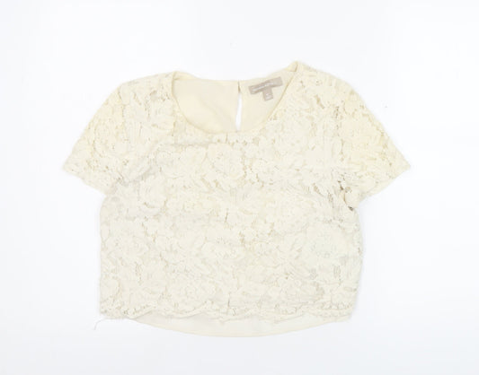 Banana Republic Women’s Ivory Lace Cropped Blouse Size 10