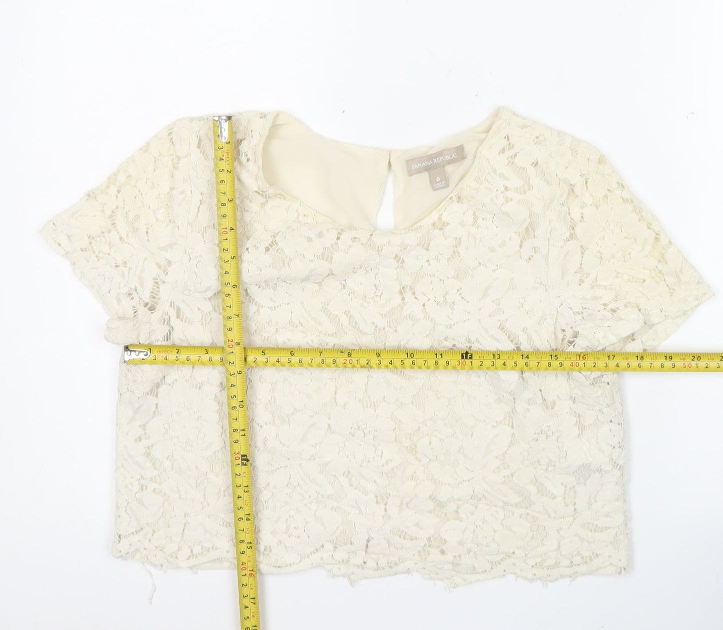 Womens UK Size 10 Banana Republic Ivory Cropped Blouse