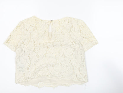 Womens UK Size 10 Banana Republic Ivory Cropped Blouse