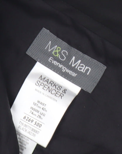 Marks and Spencer Men's Black 42in Waist 29in Leg Formal Dress Trousers