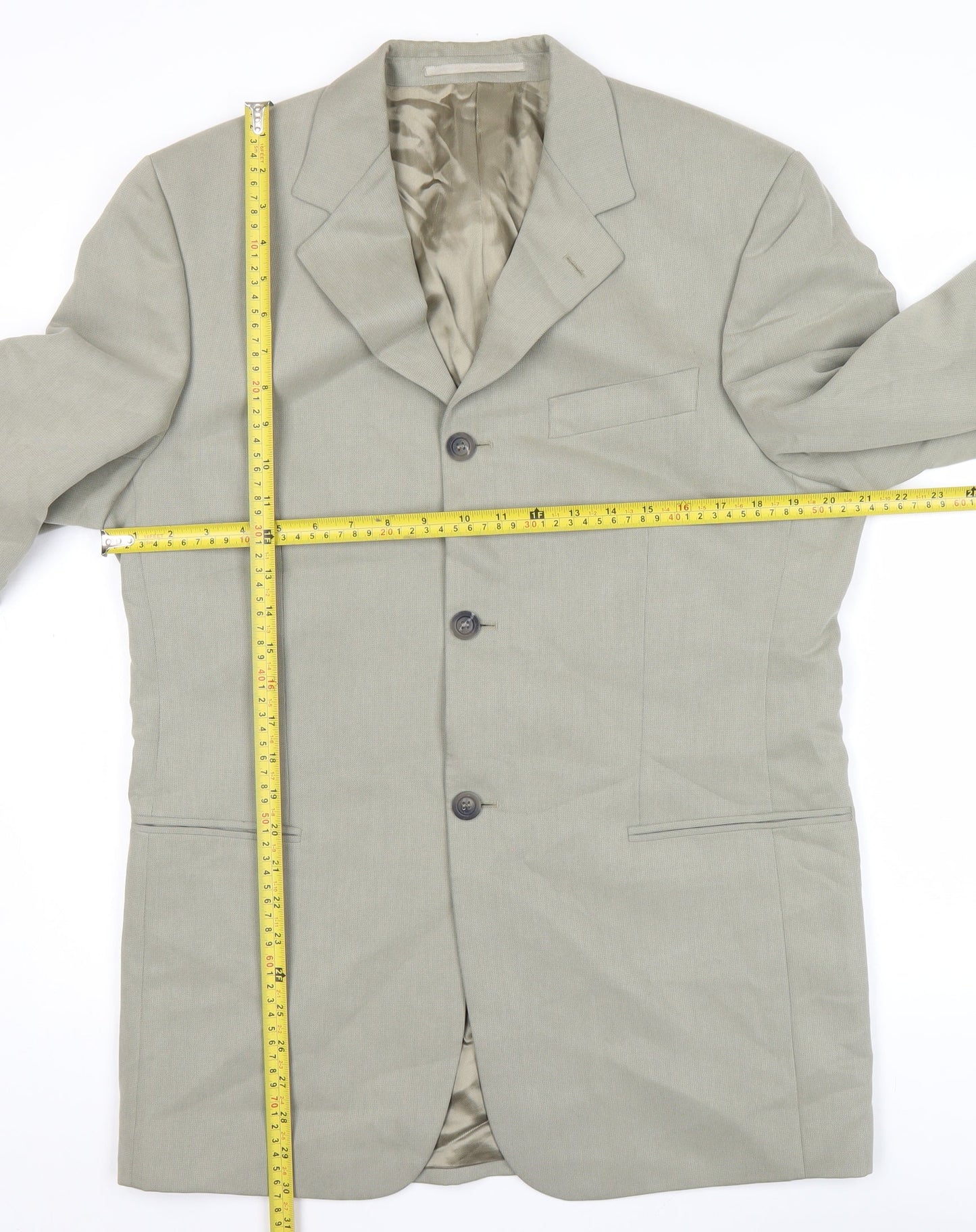 Tom English Men's Beige Blazer Jacket 48 Regular Notch Lapel