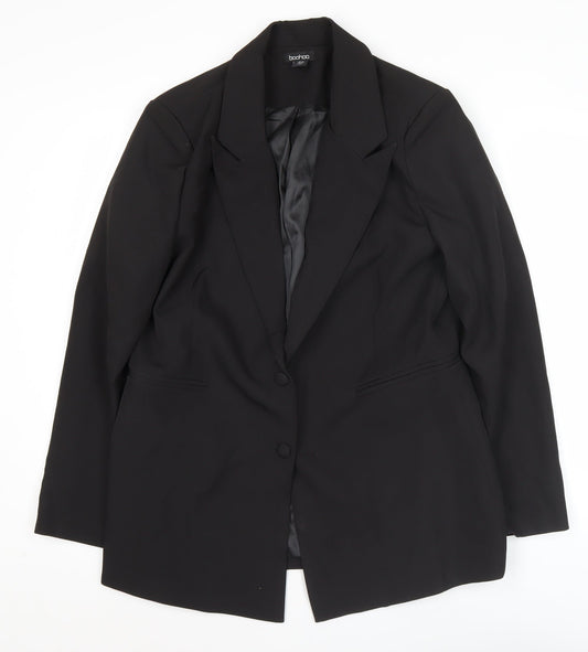 Boohoo Womens Black Size 12 Blazer Jacket Tailored Workwear