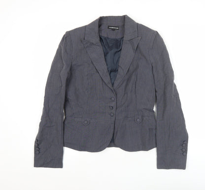 Warehouse Women Grey Pinstripe Suit Jacket UK 12 Single Breasted