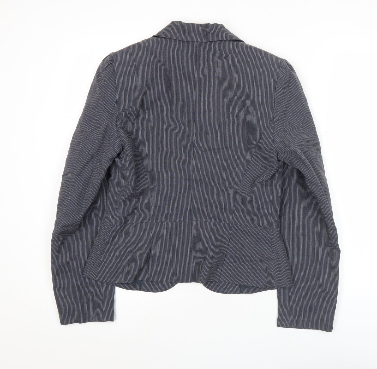 Warehouse Women Grey Pinstripe Suit Jacket UK 12 Single Breasted