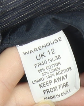 Warehouse Women Grey Pinstripe Suit Jacket UK 12 Single Breasted