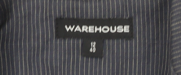 Warehouse Women Grey Pinstripe Suit Jacket UK 12 Single Breasted