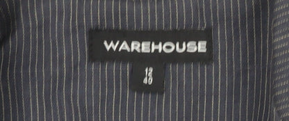 Warehouse Women Grey Pinstripe Suit Jacket UK 12 Single Breasted