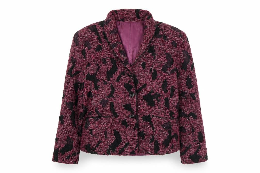 Minuet Women's Purple Animal Print Blazer Jacket Size 14