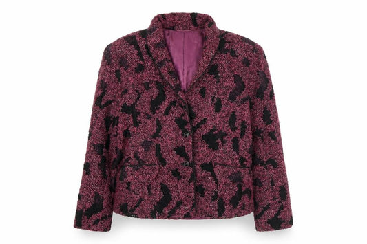 Minuet Women's Purple Animal Print Blazer Jacket Size 14