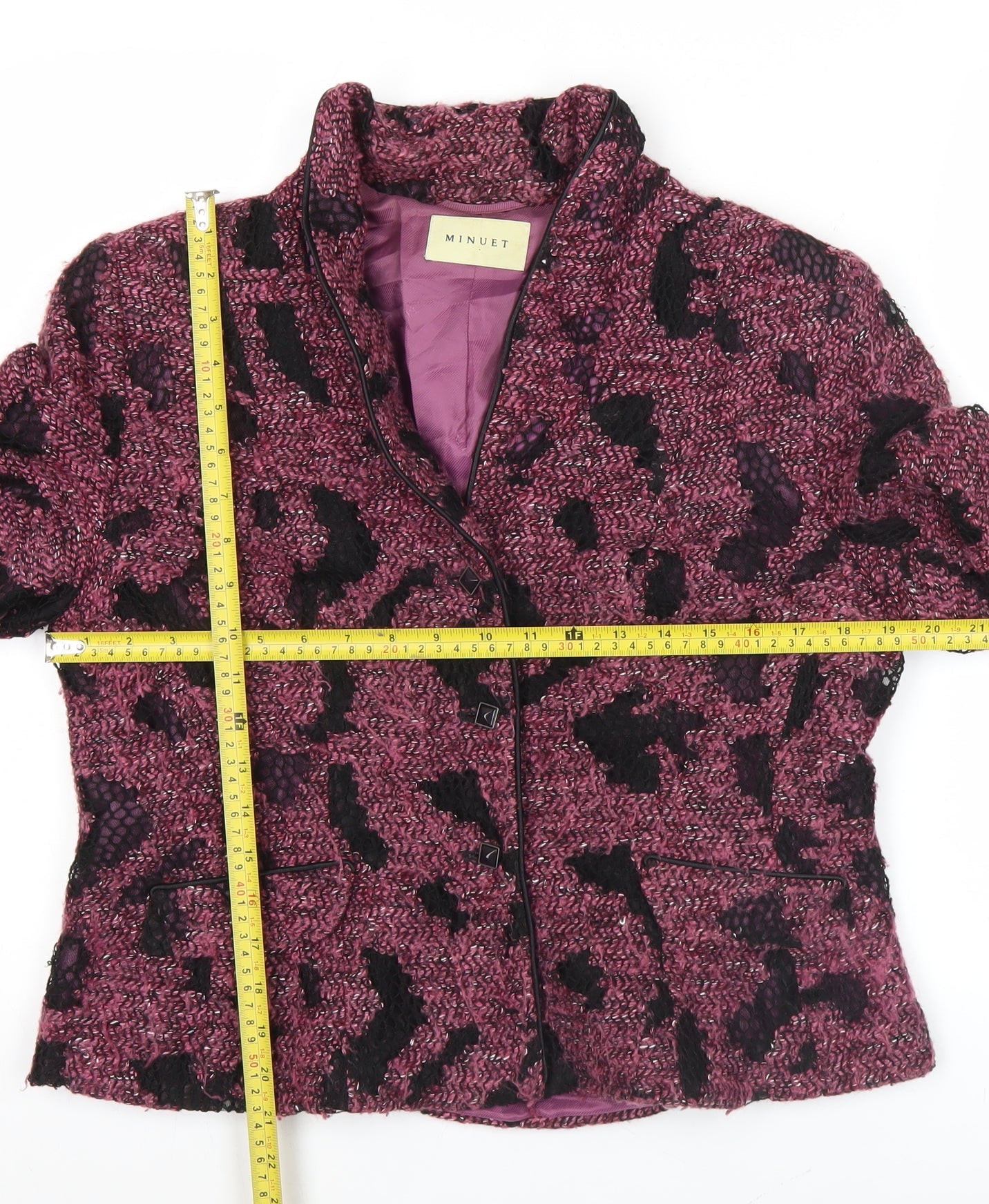 Minuet Women's Purple Animal Print Blazer Jacket Size 14