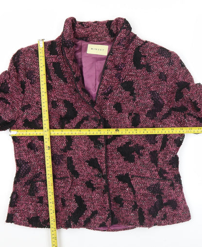 Minuet Women's Purple Animal Print Blazer Jacket Size 14