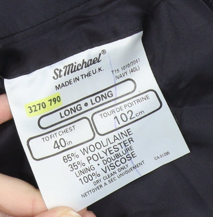 Marks and Spencer St Michael Men’s Navy Pinstripe Wool Jacket 40L