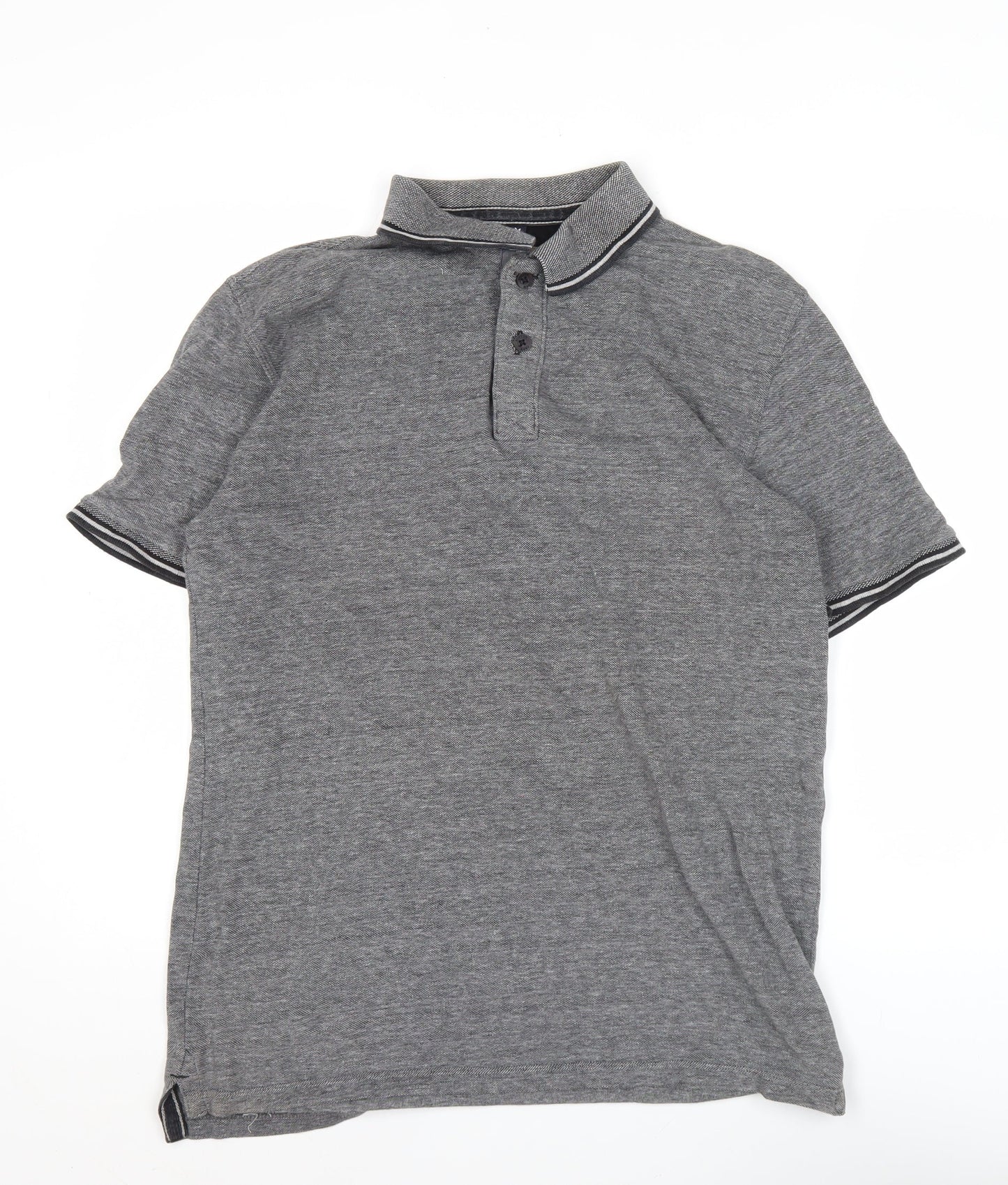 Boston Crew Men’s Grey Cotton Polo Shirt Size M Short Sleeve Casual