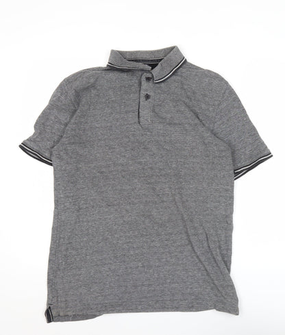 Boston Crew Men’s Grey Cotton Polo Shirt Size M Short Sleeve Casual