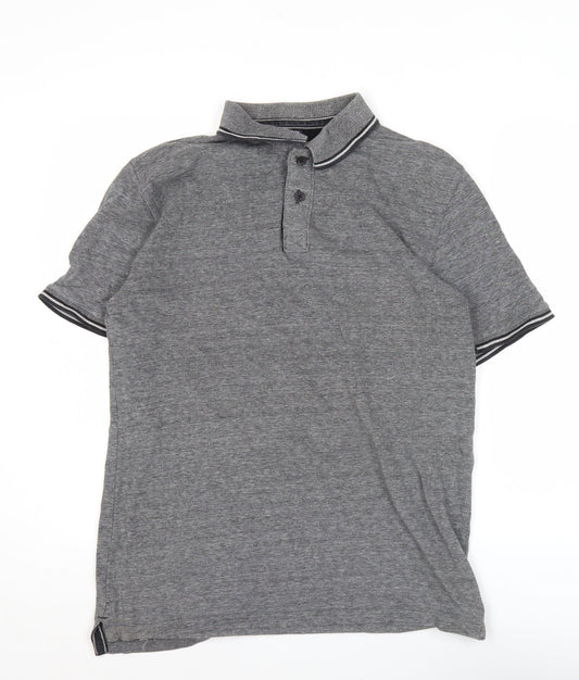 Boston Crew Men’s Grey Cotton Polo Shirt Size M Short Sleeve Casual