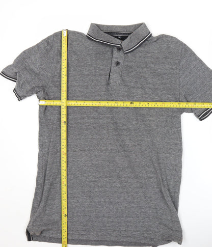 Boston Crew Men’s Grey Cotton Polo Shirt Size M Short Sleeve Casual