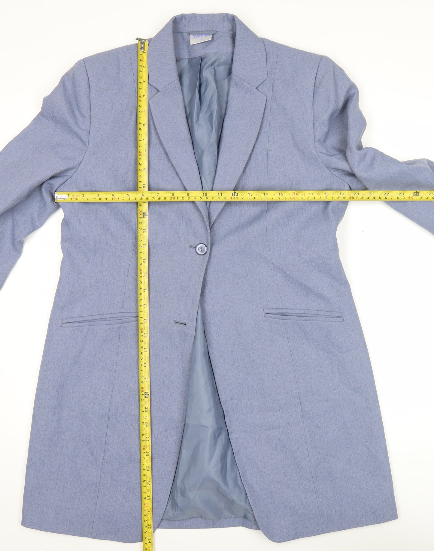Mackays Women’s Blue Size 14 Longline Blazer Coat Jacket